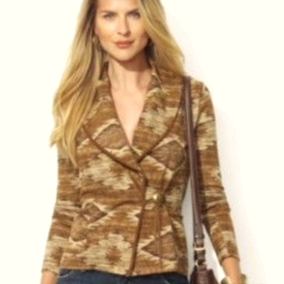 Lauren Jeans Co Western Jacket Aztec Print Boho Size L - Picture 2 of 7